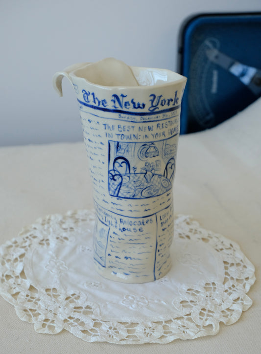 Blue Newspaper Vase