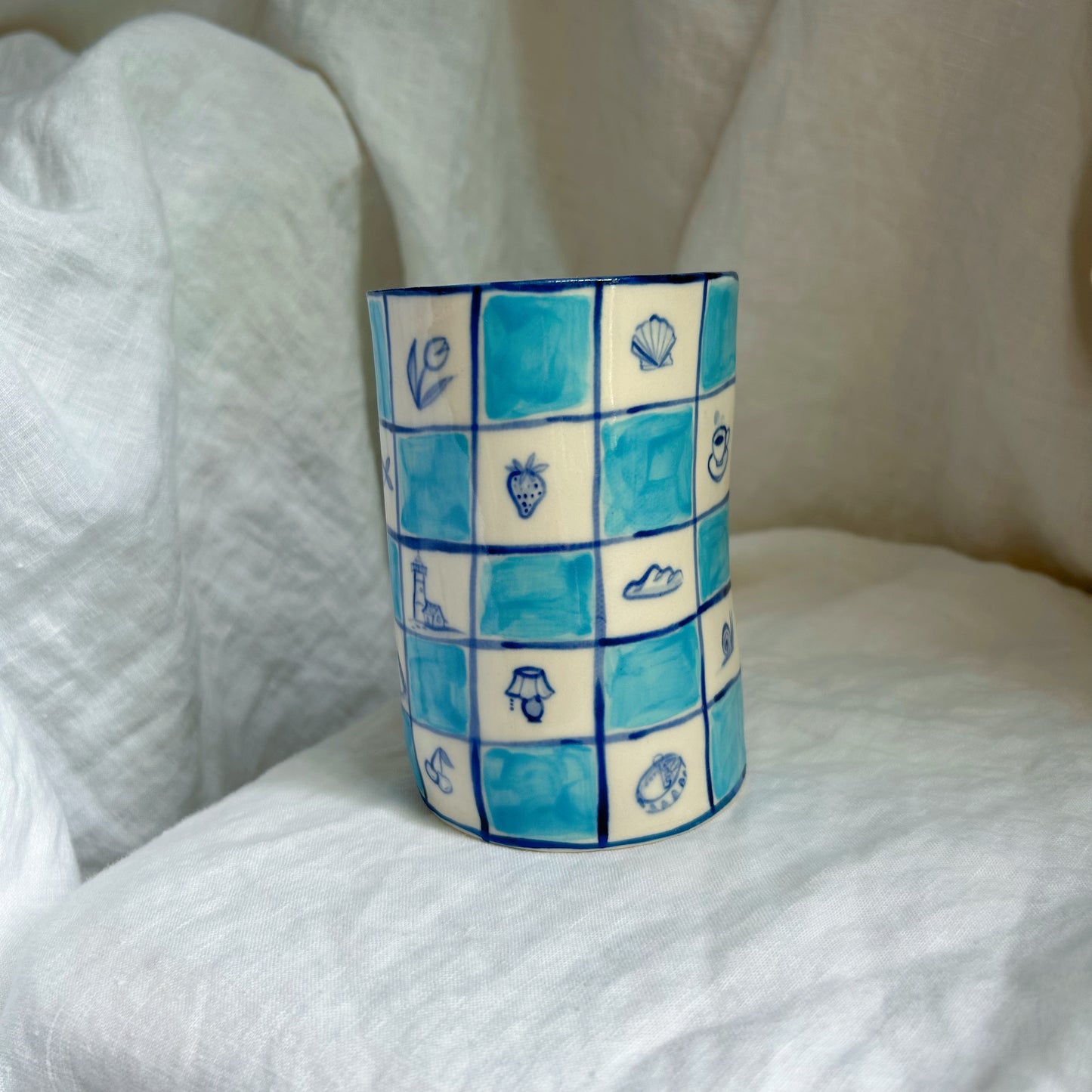 Mini Blue Tile Porcelain Vase