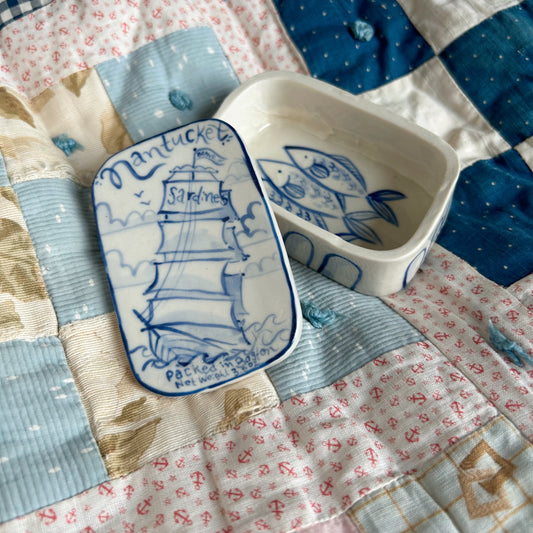 Nantucket Sardines Ceramic Jewelry Box