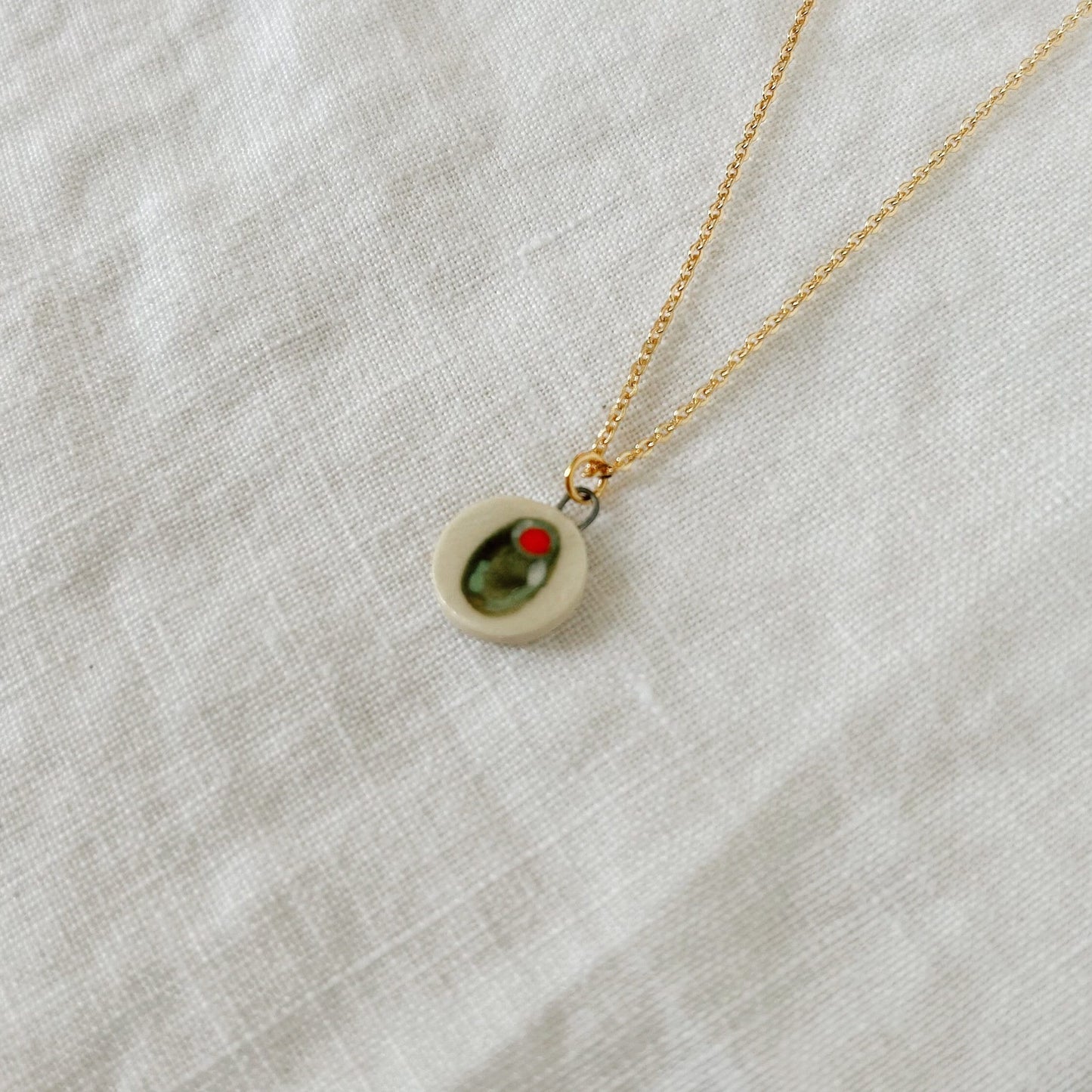 Little Olive Ceramic Gold Plated Pendant