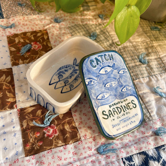 Norwegian Sardines Ceramic Jewelry Box