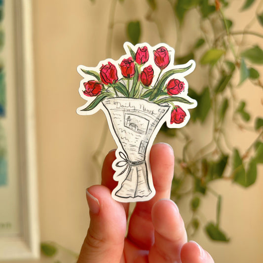 Newspaper Bouquet Vinyl Waterproof Sticker